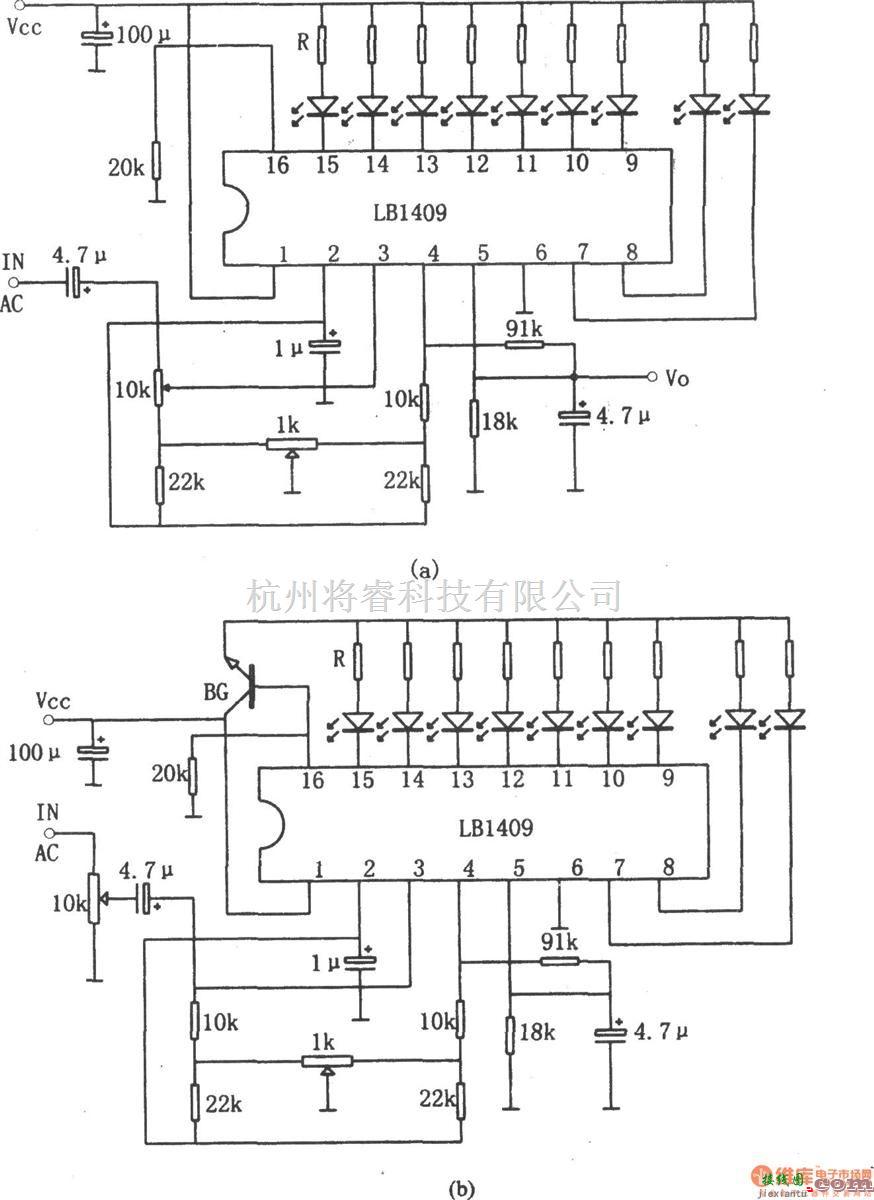 振荡电路中的LB1409九位LED电平显示驱动电路  第1张