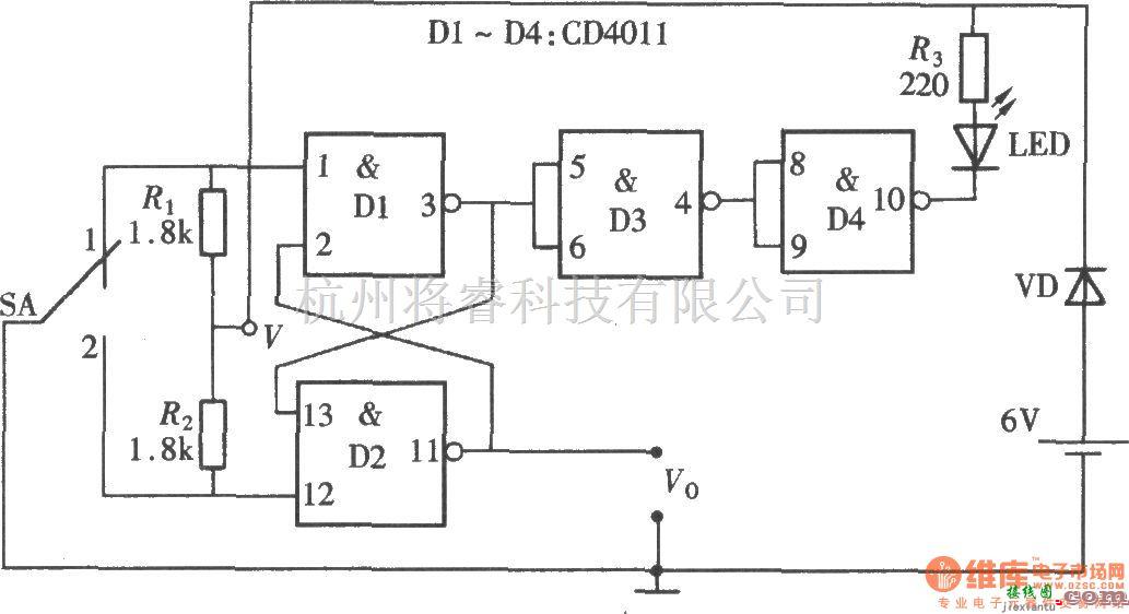 脉冲信号产生器中的由CD4011构成的逻辑脉冲发生器  第1张