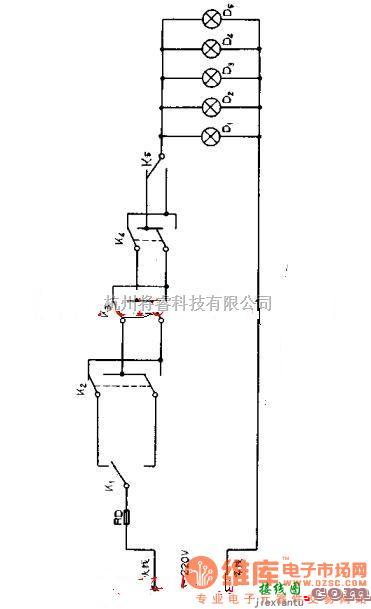 灯光控制中的五层楼照明灯开关控制方法电路图  第1张