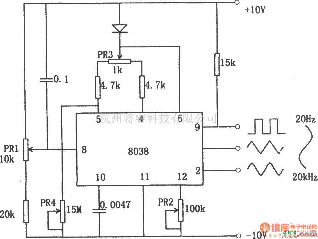 函数信号产生器中的采用8038的函数发生器  第1张