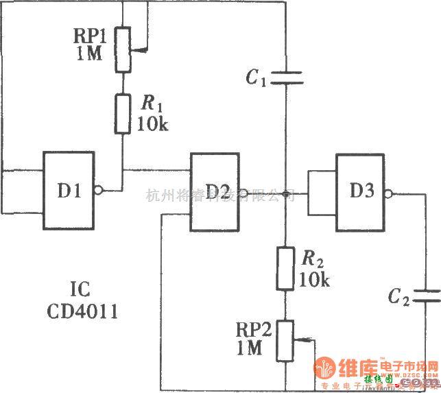 脉冲信号产生器中的频率和脉宽可独立调整的脉冲信号源(CD4011)  第1张