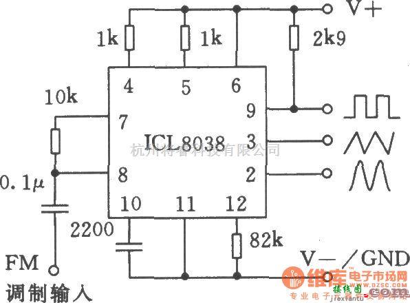 函数信号产生器中的单片精密函数发生器ICL8038应用电路一  第1张