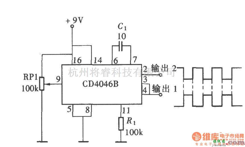 函数信号产生器中的用CD4046产生相位相反的对称方波  第1张