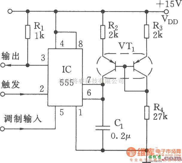 调频信号产生中的线性脉宽调制器电路(555)  第1张