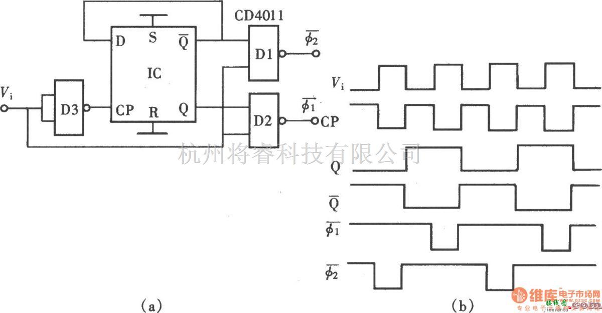 脉冲信号产生器中的用CD4013组成的双相脉冲发生器  第1张