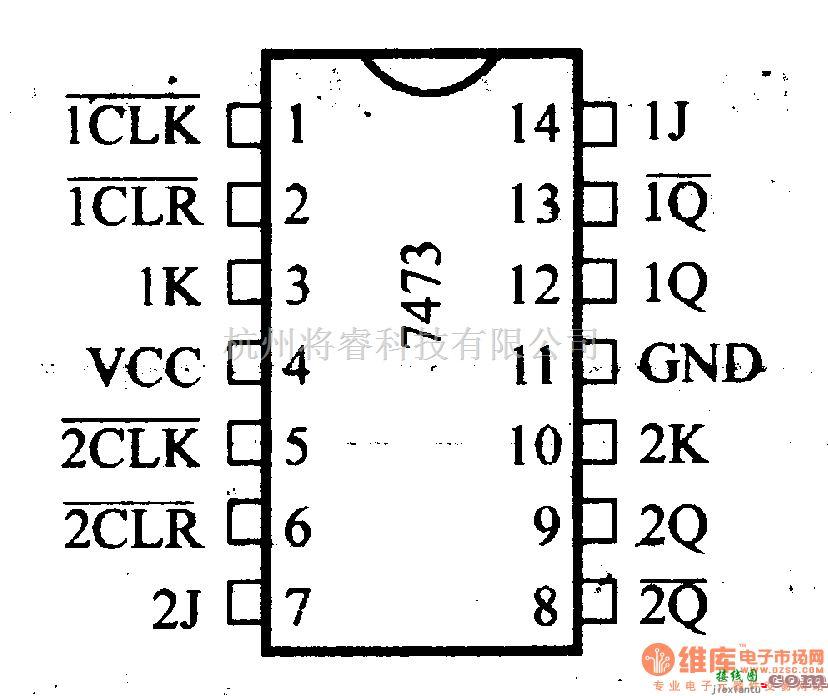 数字电路中的74系列数字电路7473.74H73与输入J-K主从触发器(带清除端)  第1张