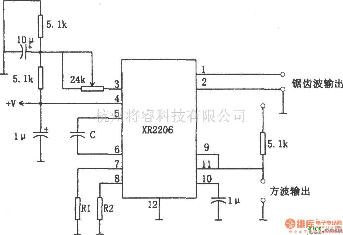 振荡电路中的XR2206构成的方波和锯齿波振荡器  第1张