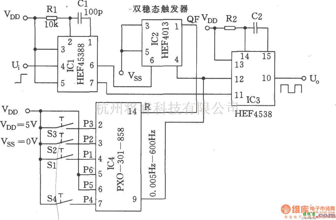 脉冲信号产生器中的双脉冲发生器(HEF4538)  第1张