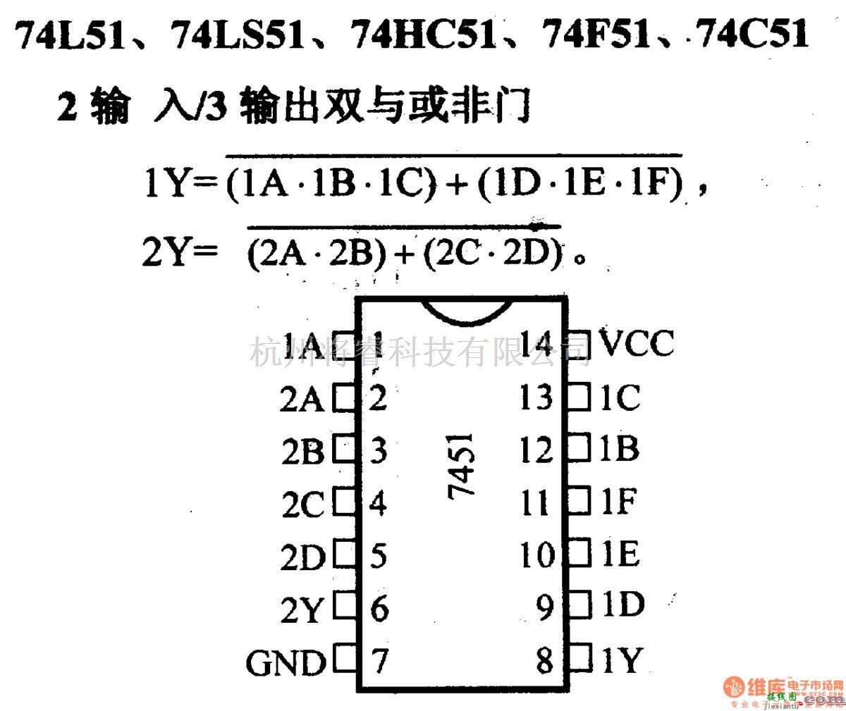 数字电路中的74系列数字电路74L51.74LS51等2输入/3输出与或非门  第1张