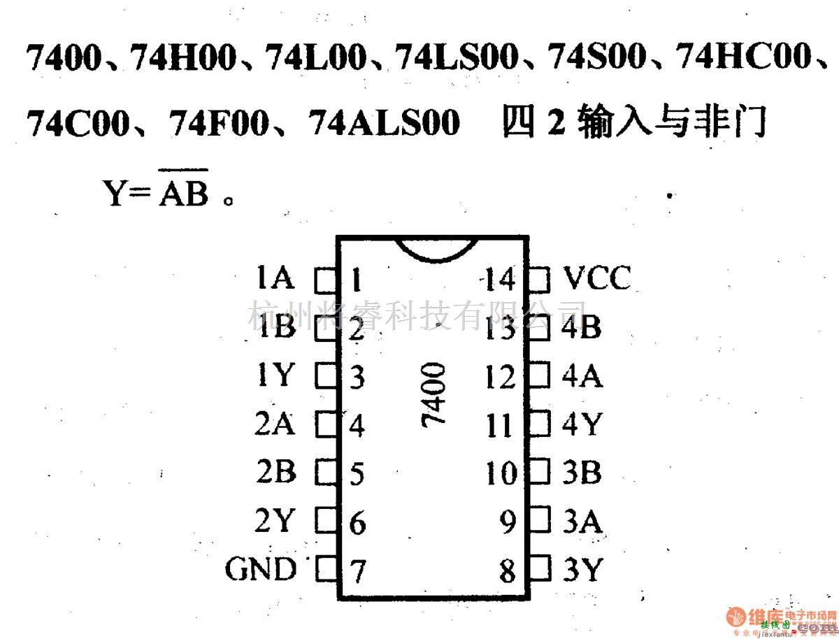 数字电路中的74系列数字电路7400.74H00等四2输入与非门  第1张