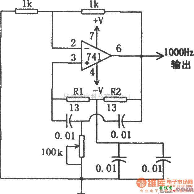 正弦信号产生中的1kHz正弦波振荡器(741)  第1张