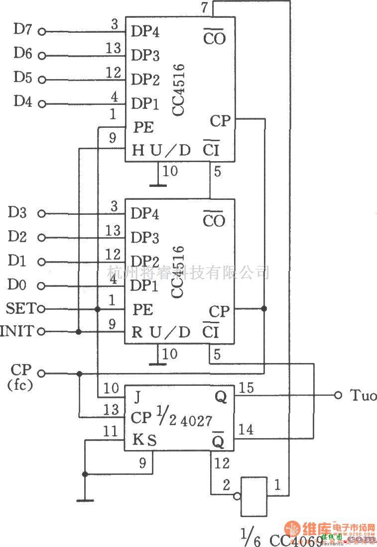 脉冲信号产生器中的由CC4516组成的脉宽可控的脉冲发生器  第1张