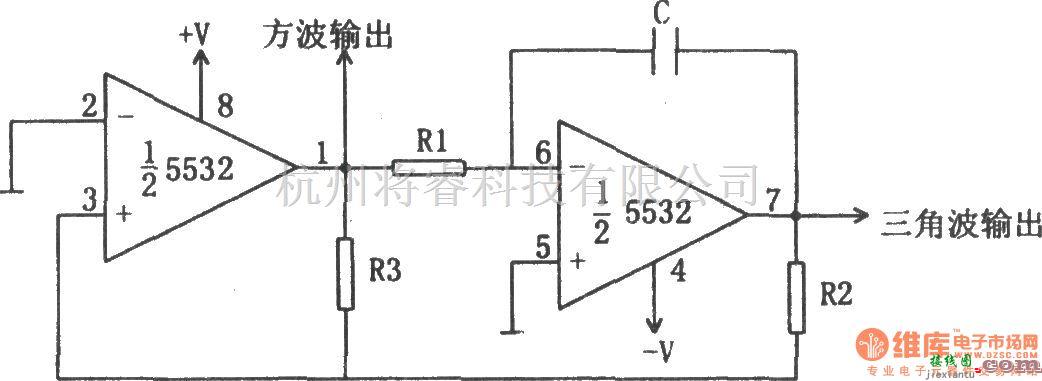 振荡电路中的方波和三角波振荡器(5532)  第1张