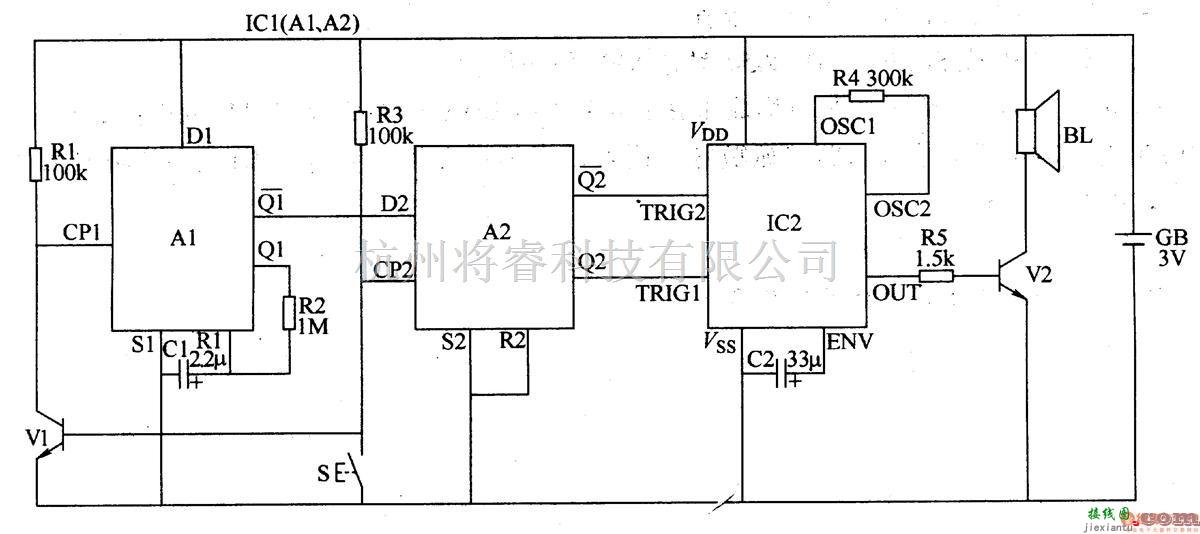 基础电路中的双昔电子门铃 一  第1张