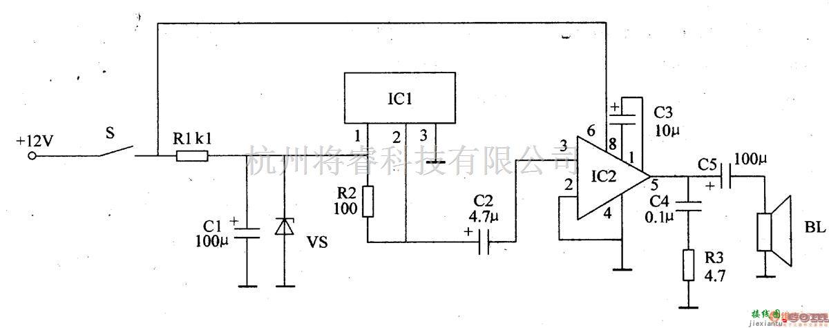 集成电路构成的信号产生中的汽车倒车警示器  二 第1张
