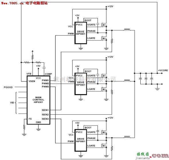 微机电路中的主板三相供电和双相供电图  第1张