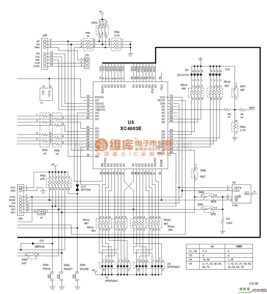 单片机制作中的XC4003的最小系统电路  第1张