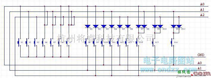 接口电路中的3个IO扫16个按键  第1张