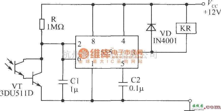 光敏二极管、三极管电路中的光敏三极管构成的灵敏光控开关电路  第1张