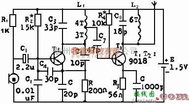 无线发射中的无线话筒电路（两管）  第1张