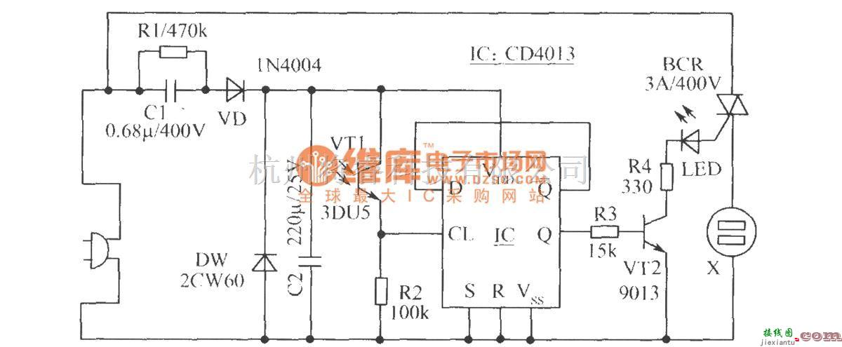 光敏二极管、三极管电路中的加装的VCD机遥控开、关机电路  第1张