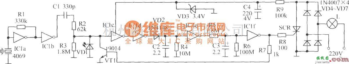 光敏二极管、三极管电路中的光控开关电路  第1张