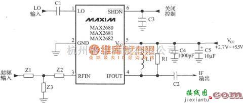 GPS接收电路中的使用MAX2682的GPS接收机下变频器电路  第1张