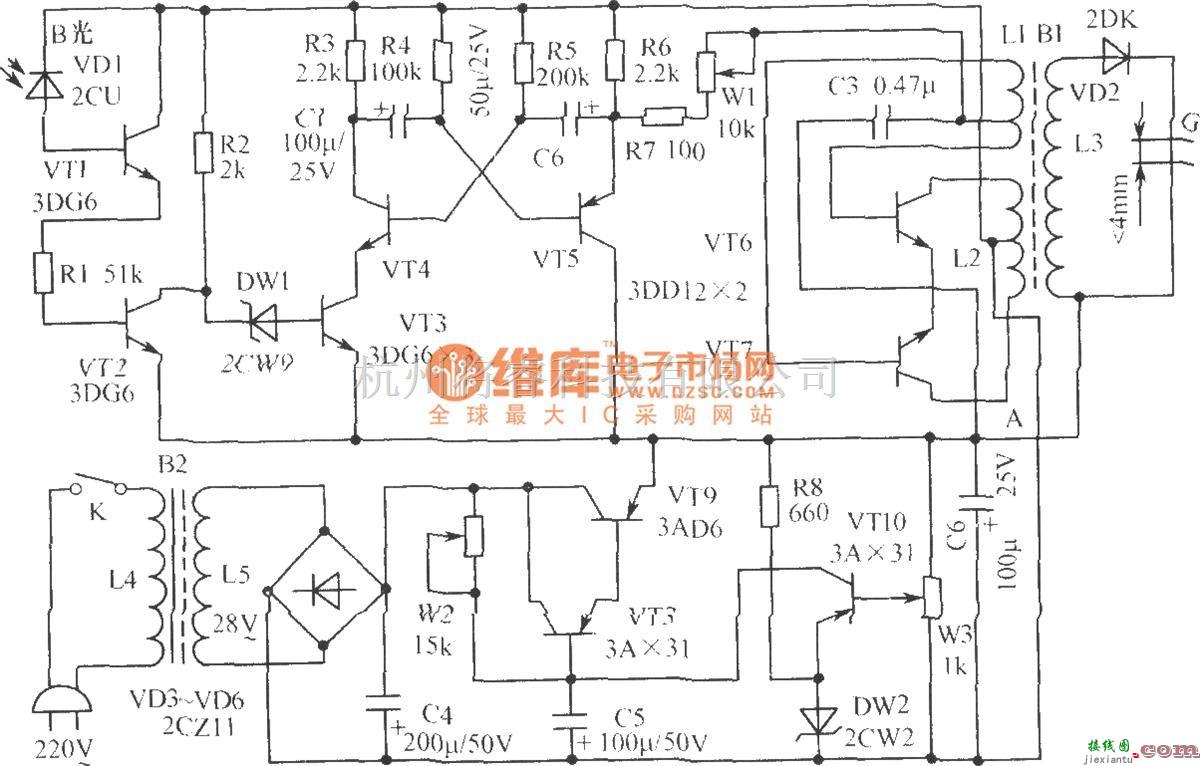 光敏二极管、三极管电路中的室内净化空气装置电路  第1张