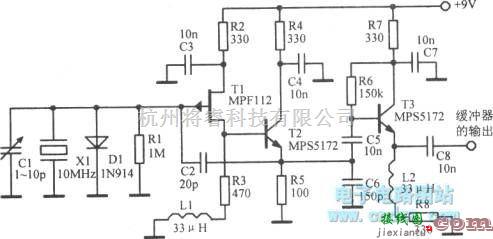 振荡电路中的10～20MHz晶体振荡器  第1张