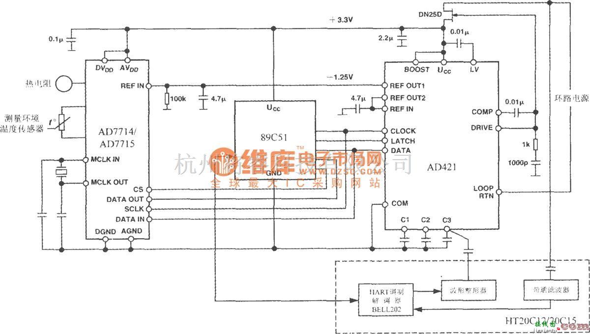 集成电流传感器、变送器中的由AD421构成的基于HART协议(高速可寻址远程传感器通信协议)的智能变送器  第2张