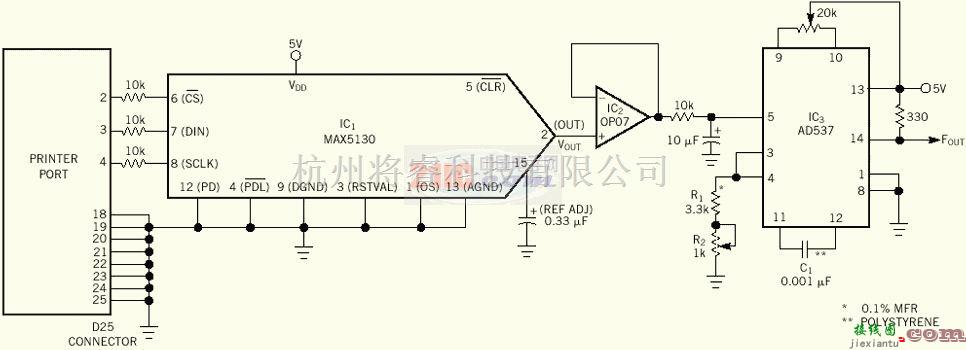 单片机制作中的用打印机端口做可编程频率发生器电路  第1张