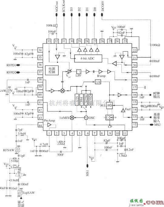 GPS接收电路中的基于μPB1009K的GPS接收机射频前端电路  第1张