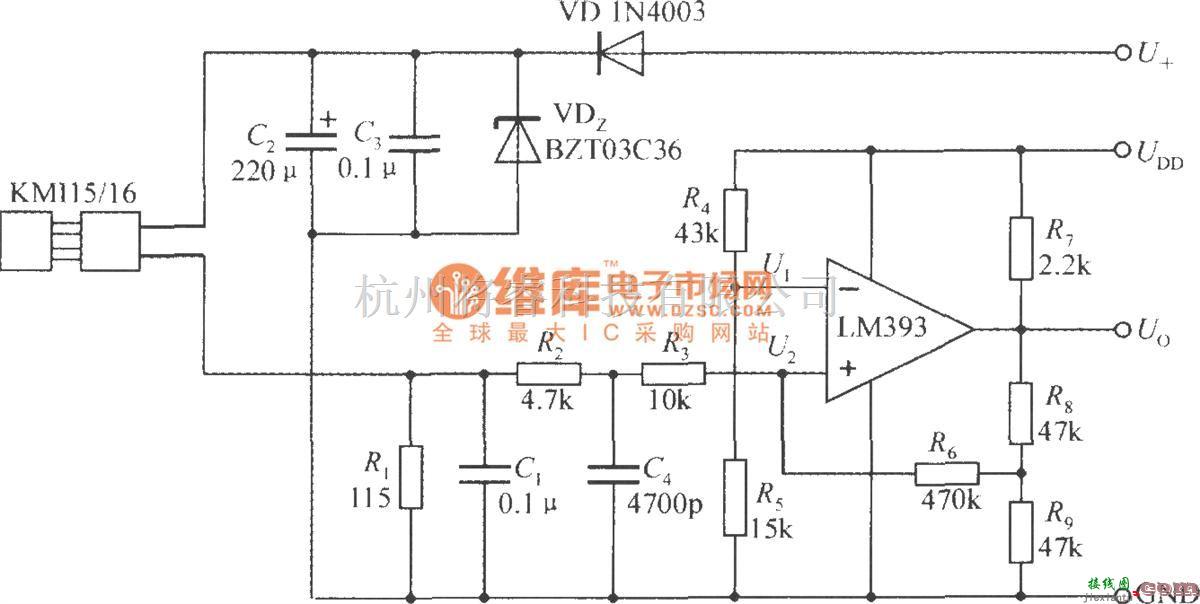 转速、角速度、加速度传感器中的由集成转速传感器KMI15/16构成的转速测量电路  第1张