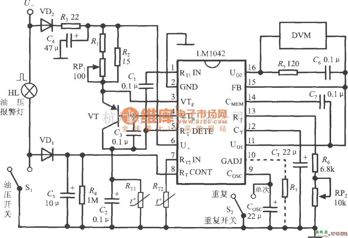 特种集成传感器中的集成液位传感器LM1042在汽车中的应用电路  第1张