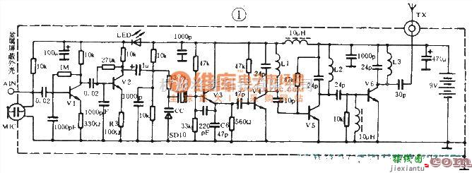 无线接收中的调频发射机的制作电路（晶振80mW）  第1张