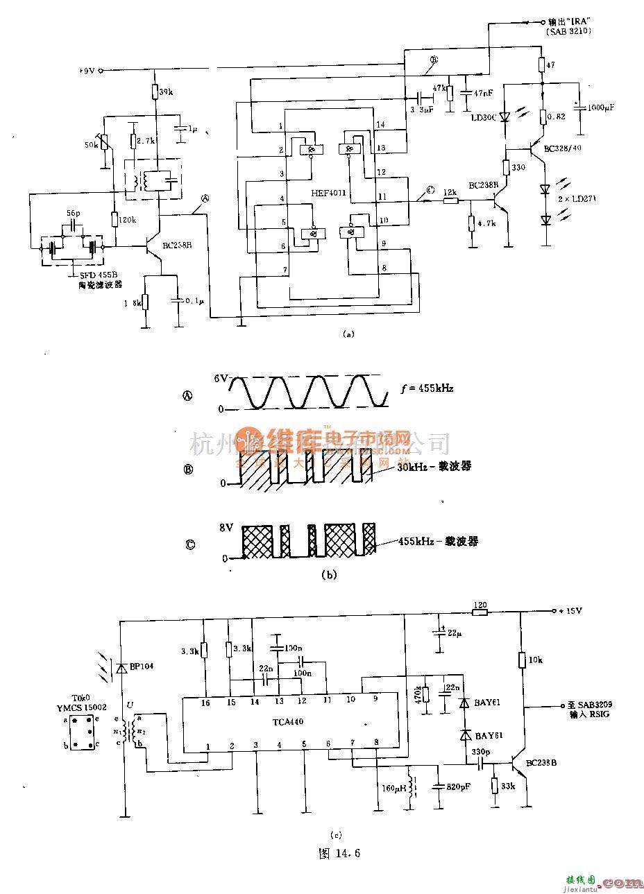无线接收中的载波频率为455kHZ的红外发射—接收系统电路  第2张