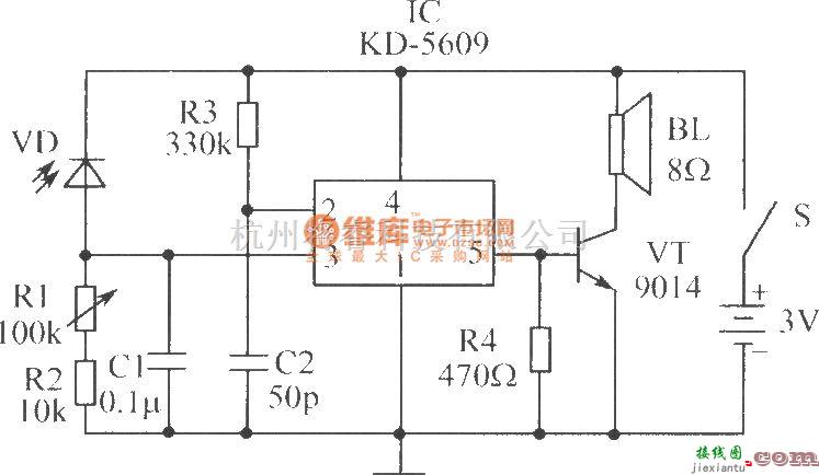 光敏二极管、三极管电路中的公鸡报晓电路  第1张