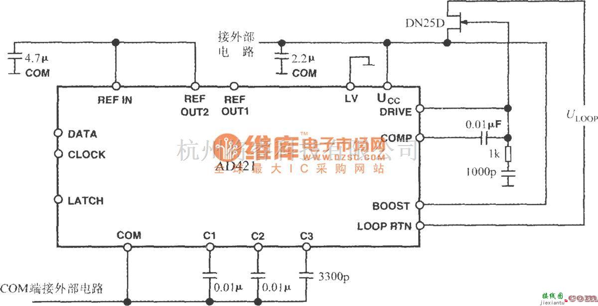 集成电流传感器、变送器中的4～20mA电流环输出式数模转换器AD421的基本接线  第1张