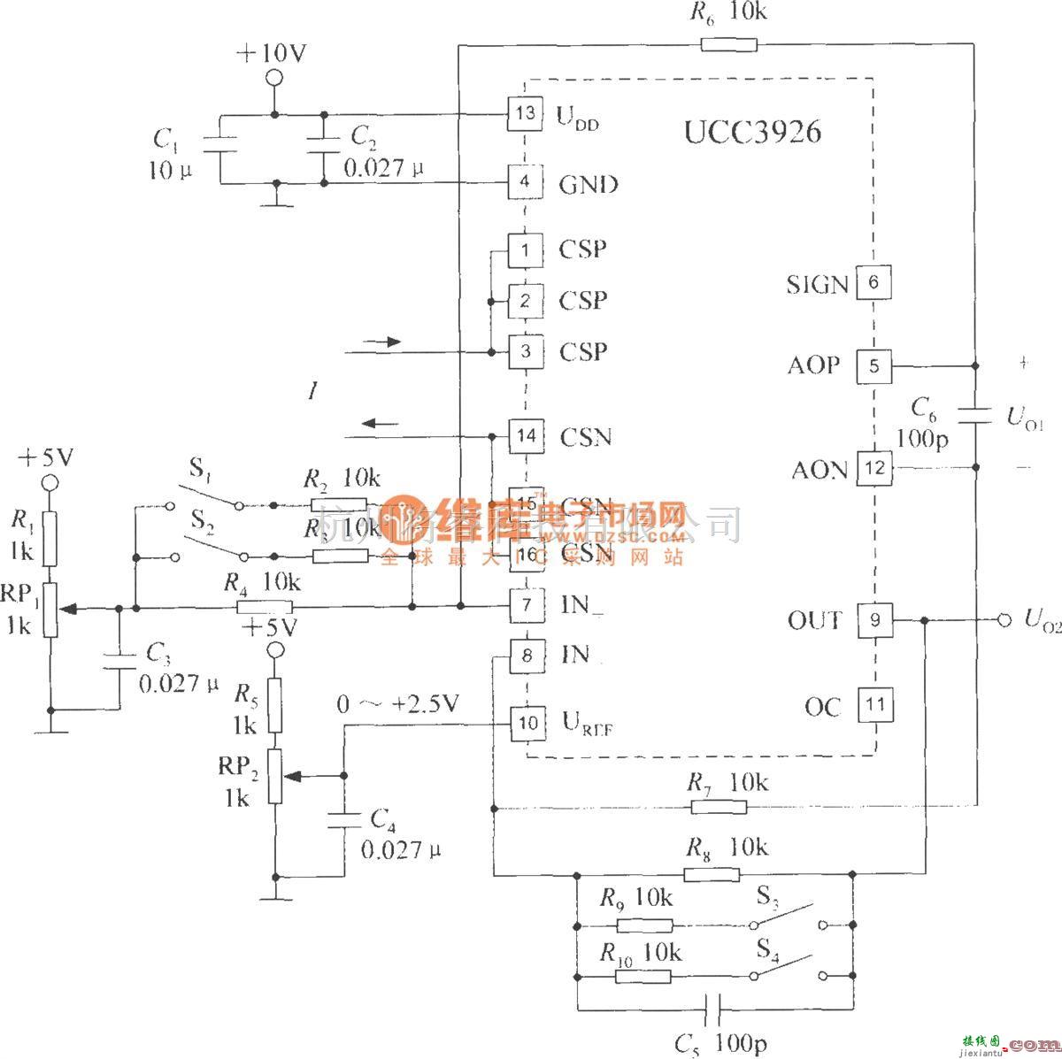 集成电流传感器、变送器中的集成电流传感器UCC3926的典型应用电路  第1张