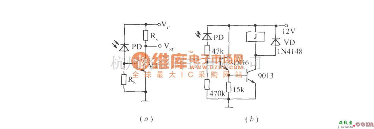 光敏二极管、三极管电路中的光敏二极管的基本应用电路(光信号放大、开关电路)  第1张