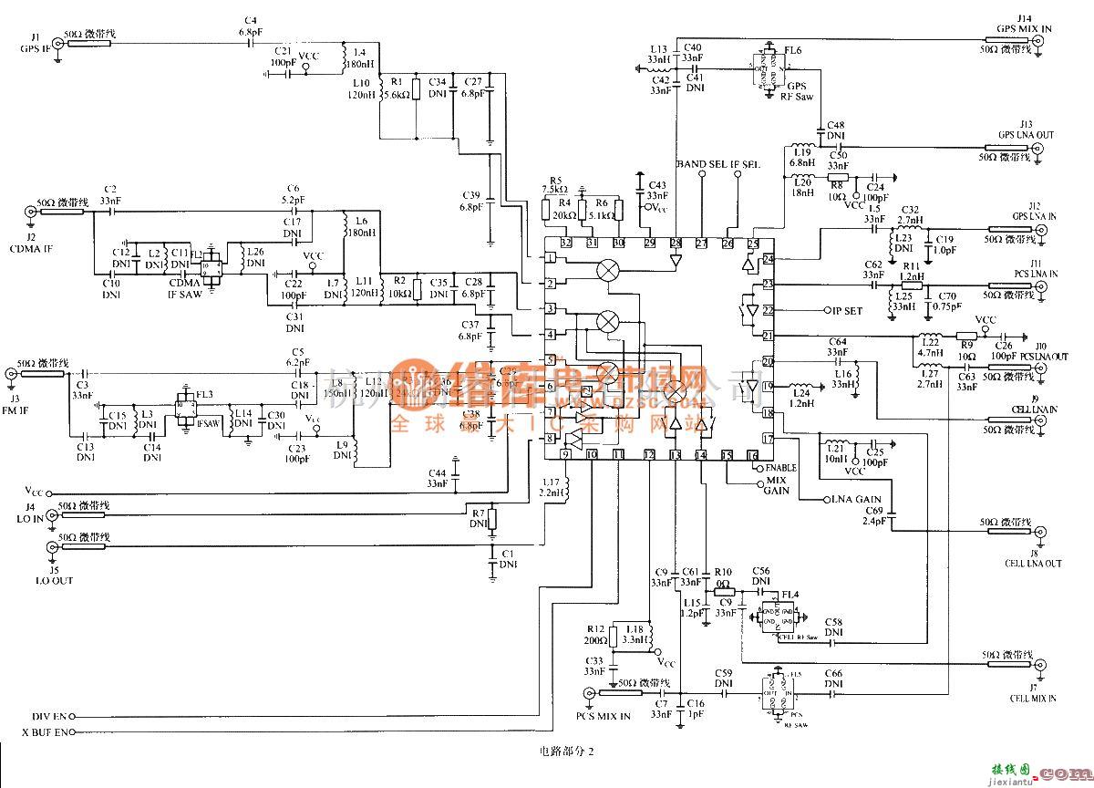 GPS接收电路中的基于RF2498的GPS接收机下变频器电路  第1张