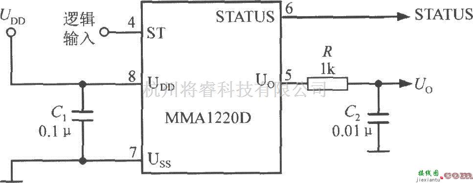 转速、角速度、加速度传感器中的由单片加速度传感器MMA1220D构成的加速度计电路  第1张