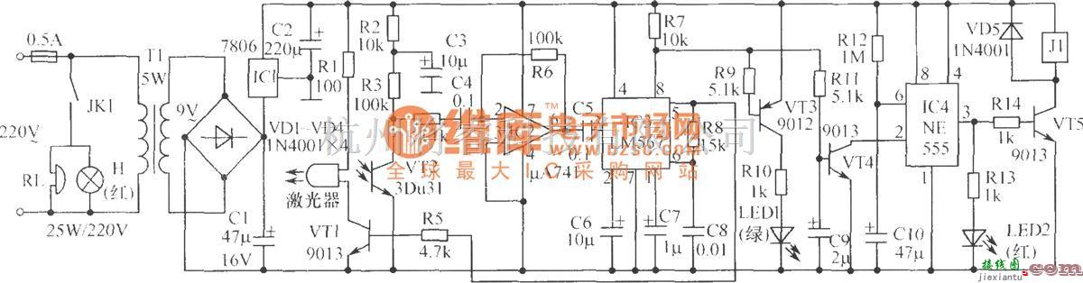 激光器件中的大范围激光防盗报警器  第1张