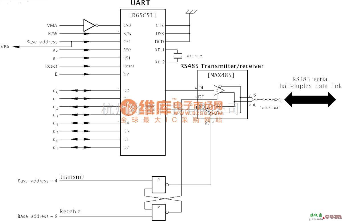 单片机制作中的一种简单的485卡电路图  第1张