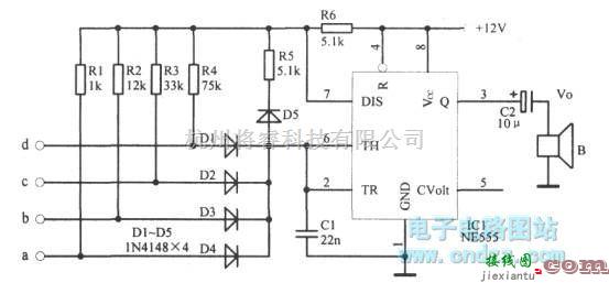 振荡电路中的多音调报警器  第1张