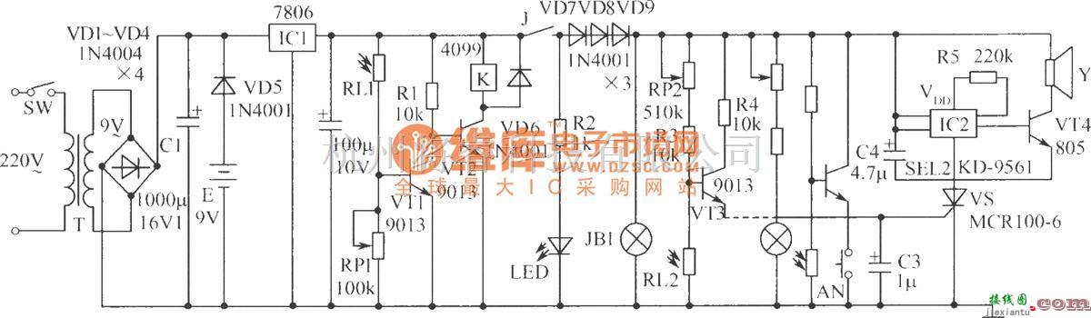 激光器件中的多路激光防盗报警器电路  第1张