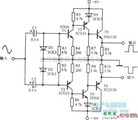 脉冲信号产生器中的正弦波一方波转换电路  第1张