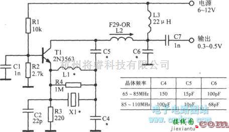 振荡电路中的65～110MHz谐波晶体振荡器  第1张