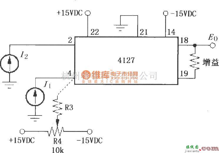 对数/跨导放大电路中的I1和I2为正时的对数变换功能电路(对数放大器4127)  第1张