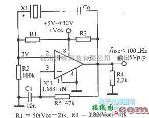 振荡电路中的比较器LM311N构成的晶体振荡器  第1张